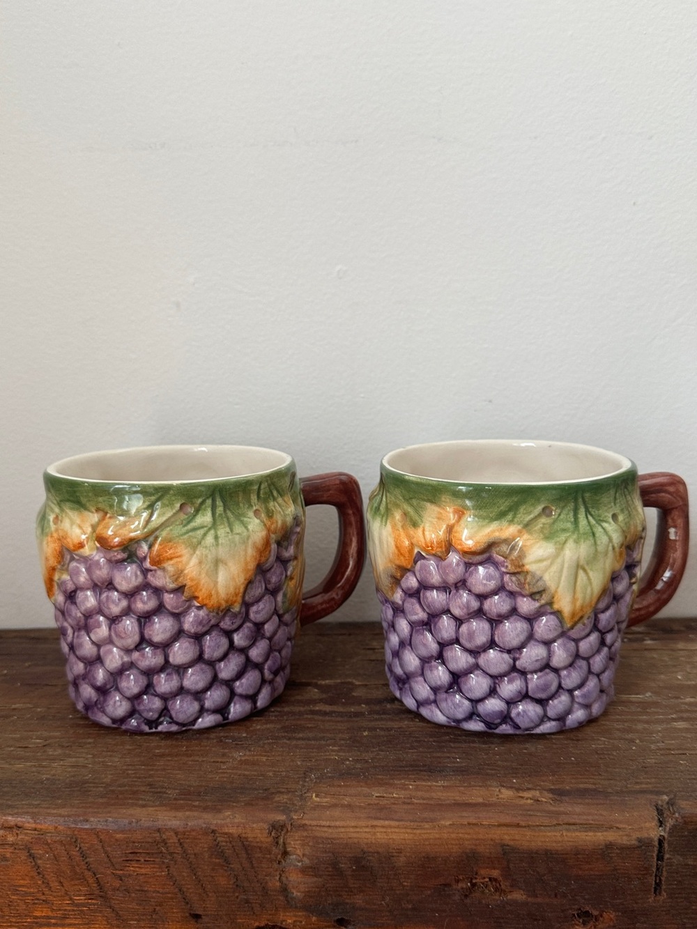 Vintage Ceramic Grape Mugs - Set of 2